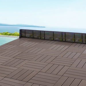 Set di 11 Piastrelle in WPC 'Schramberg' per Pavimentazione da Esterno con Sistema a Incastro, Copertura cca.1m² - Vari Colori [en.casa]