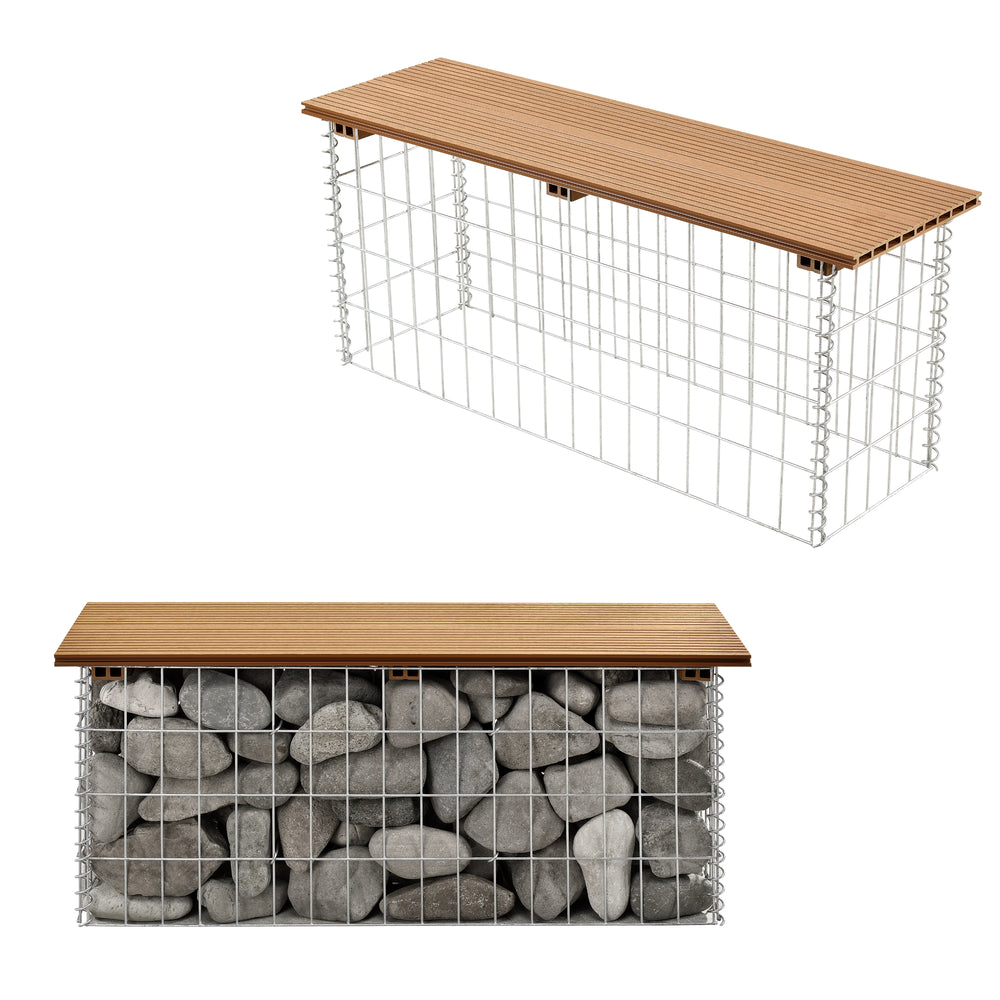 Banc gabion Friesland WPC 100x45x30 cm en différentes couleurs pro.tec - premiumXL