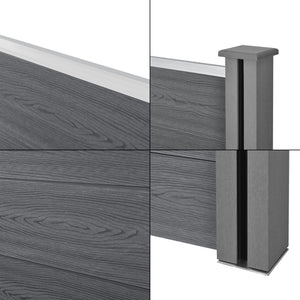 Clôtures de Jardin Brise-Vue avec Poteaux Planches Bois Composite WPC Gris [neu.holz]