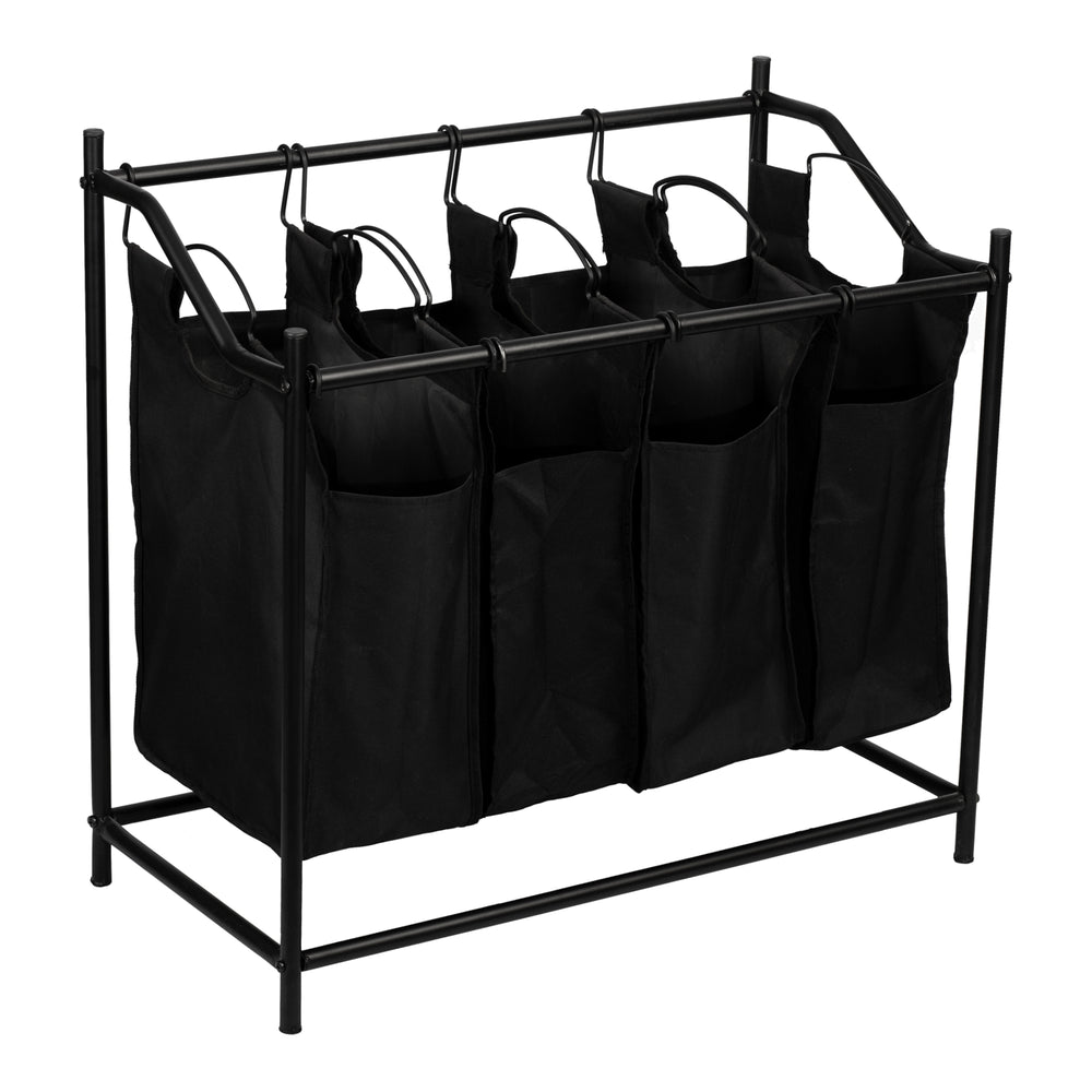 Cesto portabiancheria Vamdrup con 4 sacchi per biancheria 18 L struttura in metallo nero [en.casa] - premiumXL