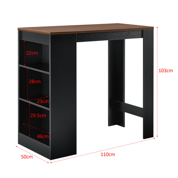 Bartisch Kouvola mit 3 Fächern 110x50x103 cm in versch. Farben [en.casa]