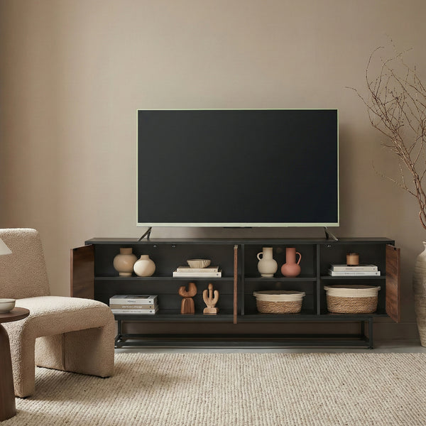 Armadietto Boxholm Credenza Bassa con 3 Ante Push-Open [en.casa] 