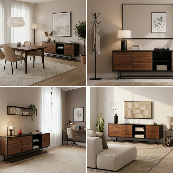 Armadietto Boxholm Credenza Bassa con 3 Ante Push-Open [en.casa] 