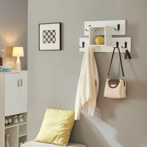 Porte-manteau mural Vänd avec compartiment de rangement 32x60x14 cm blanc [en.casa] - premiumXL