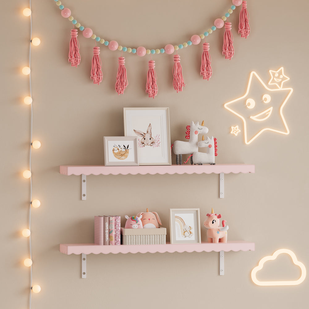 Bambini - Set di 2 mensole da parete Vestnes 80x17x4 cm Cotton Candy [en.casa] - premiumXL