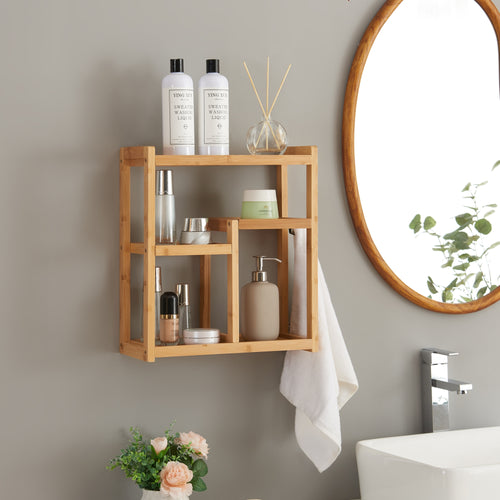 Étagère de salle de bain Höör 42x37x17 cm bambou [en.casa] - premiumXL