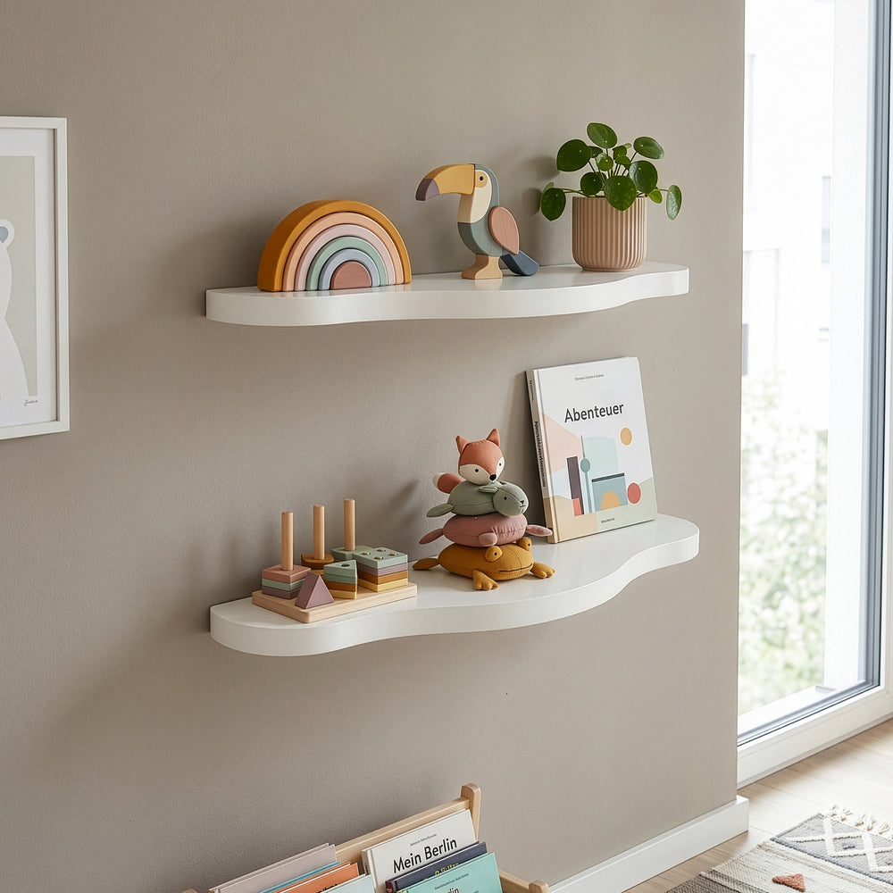 Lot de 2 étagères murales pour enfant Sirlstalo  57 x 19 x 3 cm blanc [en.casa]