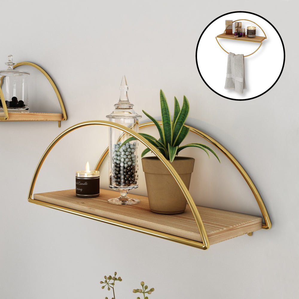Étagère murale Mynämäki 39x16x17 cm doré [en.casa] - premiumXL