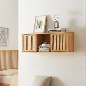 Mensola da parete Ypäjä 93x20x33 cm bambù [en.casa] - premiumXL