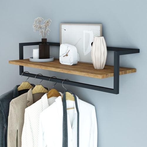 Appendiabiti da parete Evje 80x30x20cm color legno/nero [en.casa] - premiumXL