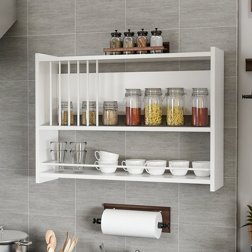 Étagère murale Helsingør avec 3 étagères blanc [en.casa] - premiumXL