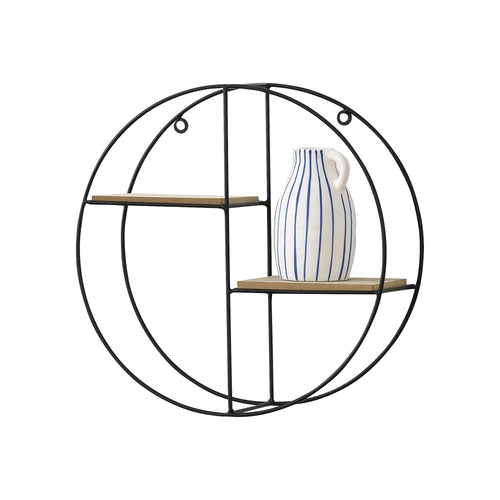 [en.casa] Mensola Rotonda a 2 Ripiani 35 x 12 x 35 cm Scaffale da Parete in Metallo e Legno Portaoggetti a Forma di Cerchio