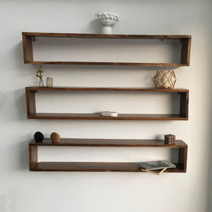 Lot de 3 étagères murales Næstved 100 x 14 x 18 cm pin lasuré [en.casa]