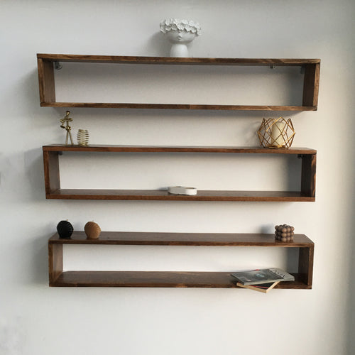Lot de 3 étagères murales Næstved 100 x 14 x 18 cm pin lasuré [en.casa]