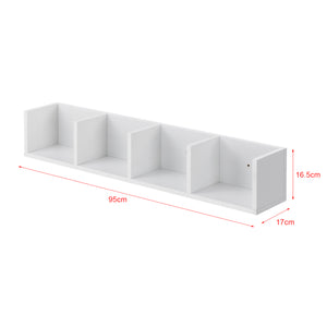 Mensola da Parete con 4 Scomparti a Forma di U Consolle Pensile 95 x 17 x 16,5 cm Portaoggetti Libreria - Vari Colori