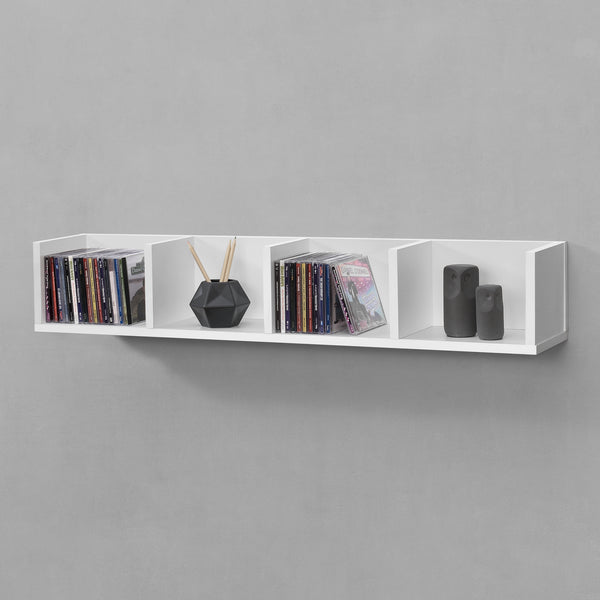 Mensola da Parete con 4 Scomparti a Forma di U Consolle Pensile 95 x 17 x 16,5 cm Portaoggetti Libreria - Vari Colori