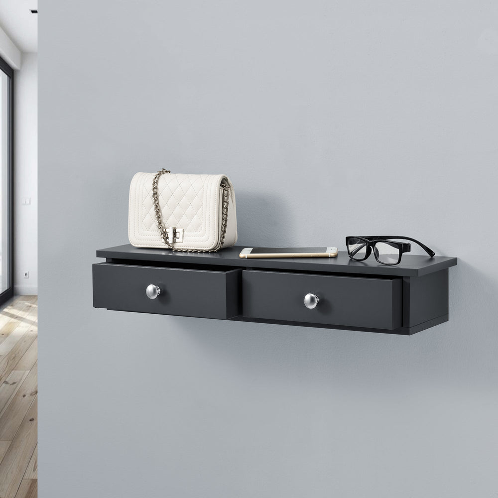 Mensola da parete Geeste 60x15x10 cm con 2 cassetti [en.casa] - premiumXL