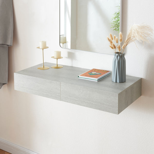 Étagère murale avec 2 tiroirs Karstula 80 x 35 x 12 cm [en.casa]