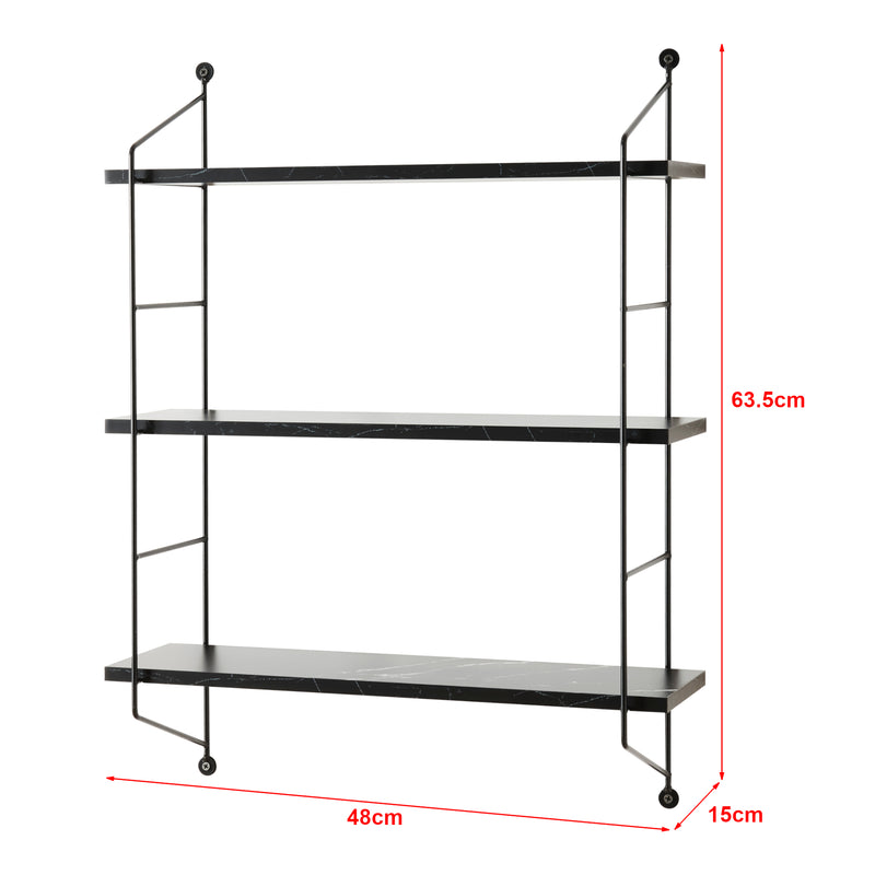 Schizzo in scala Scaffale da Parete Ösel a 3 Ripiani Regolabili 48 x 15 x 63.5 cm - Vari Colori [en.casa]