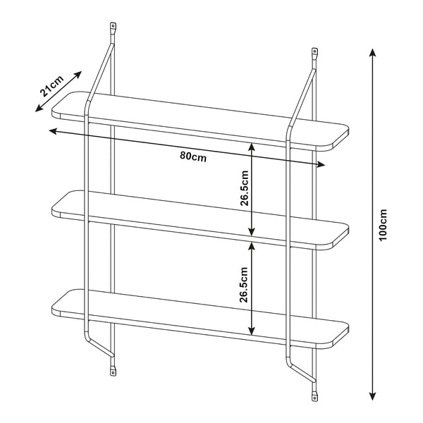 Scaffale da Parete Østfold a 3 Ripiani [en.casa]