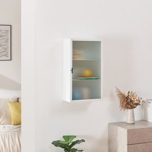 Armoire murale Zundert avec porte en verre strié 60 x 35 x 15 cm acier [en.casa]