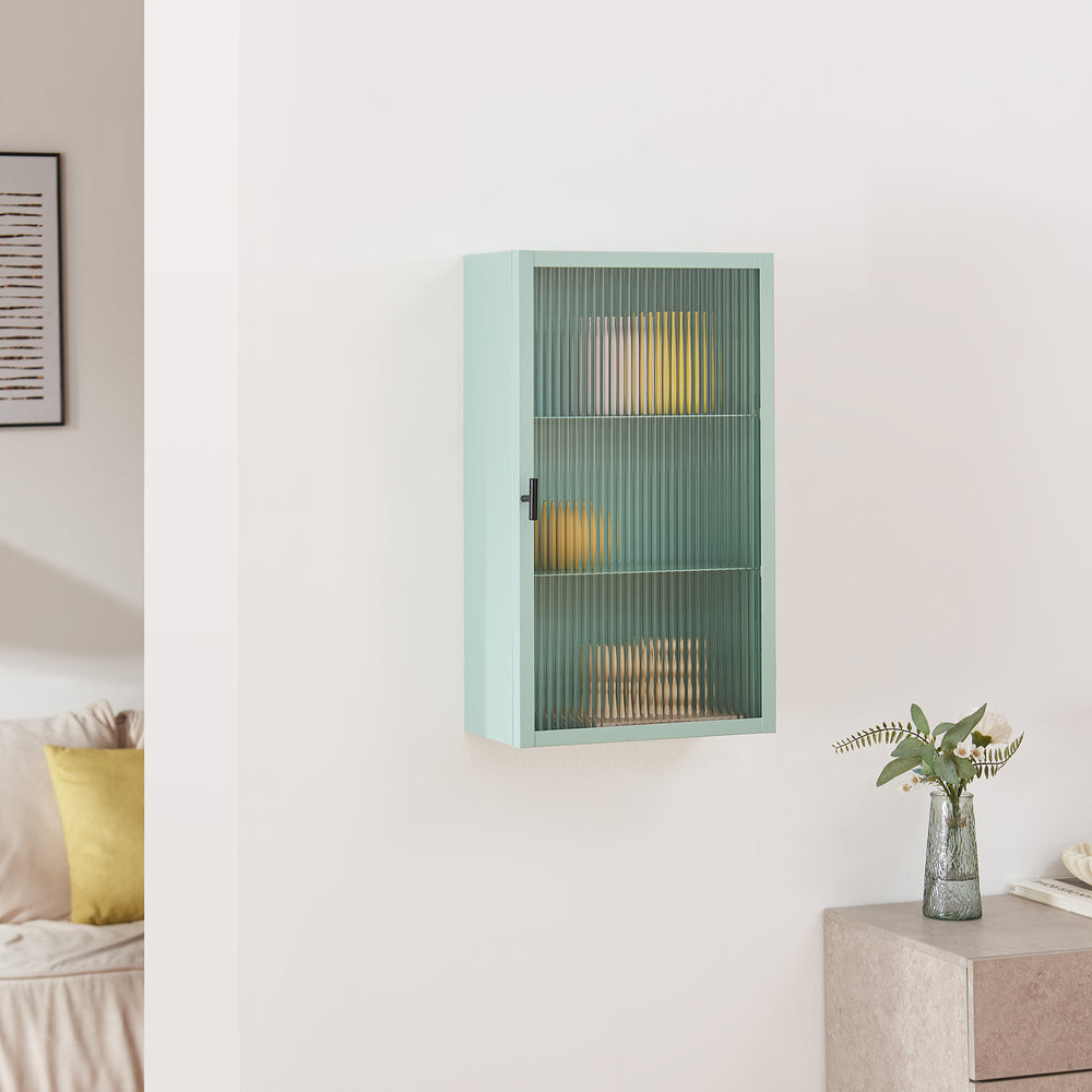 Armoire murale Zundert avec porte en verre strié 60 x 35 x 15 cm acier [en.casa]