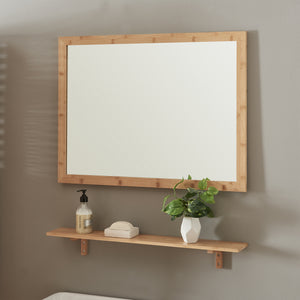 Specchio da parete con mensola set Boksereys bambù naturale [en.casa] - premiumXL