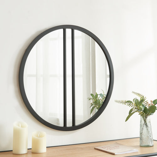 Wandspiegel Suomussalmi Ø60 cm Schwarz [en.casa] - premiumXL
