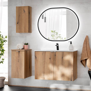 Meuble sous-vasque NEWPORT avec lavabo effet chêne [en.casa]