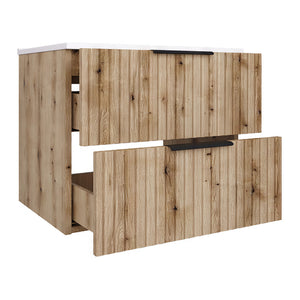 Meuble sous-lavabo avec vasque Veppenssan effet chêne [en.casa] 