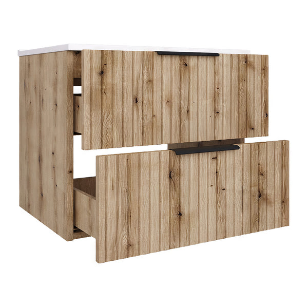 Meuble sous-lavabo avec vasque Veppenssan effet chêne [en.casa] 