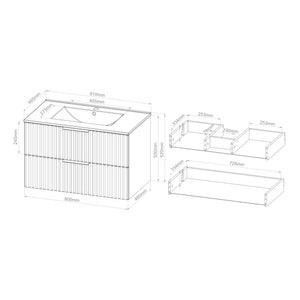 Mobile Sottolavabo Veppenssan con Lavabo e 2 Cassetti - Effetto Rovere - Varie Misure [en.casa]