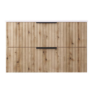 Mobile Sottolavabo Veppenssan con Lavabo e 2 Cassetti - Effetto Rovere - Varie Misure [en.casa]