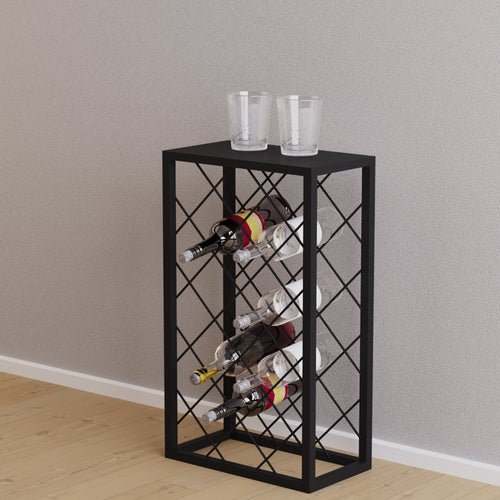 Weinregal Amasia aus Metall 74x45x22 cm Schwarz [en.casa] - premiumXL