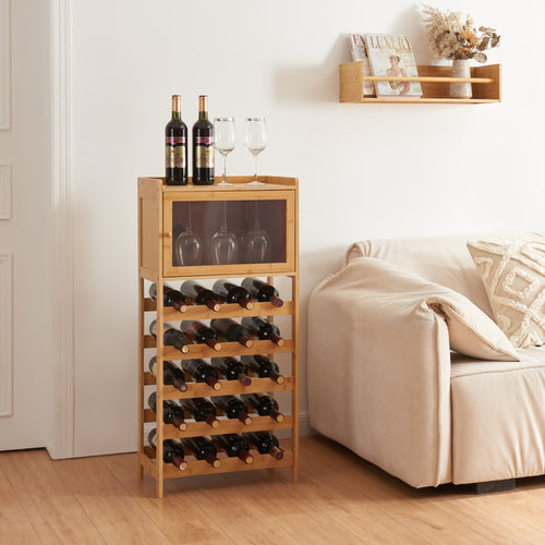 Portabottiglie Gjerstad 100x47x28cm bambù naturale [en.casa] - premiumXL