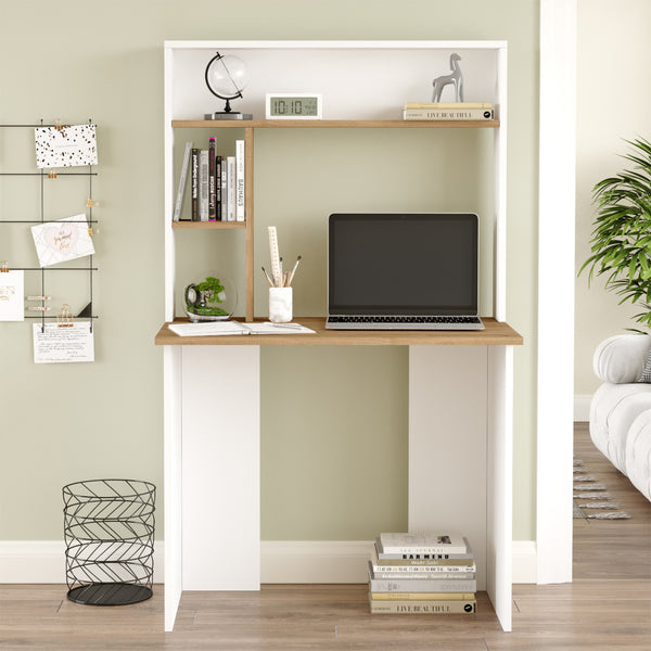 Scrivania Tópisa con Scaffale e Piano 90 x 52 cm [en.casa]