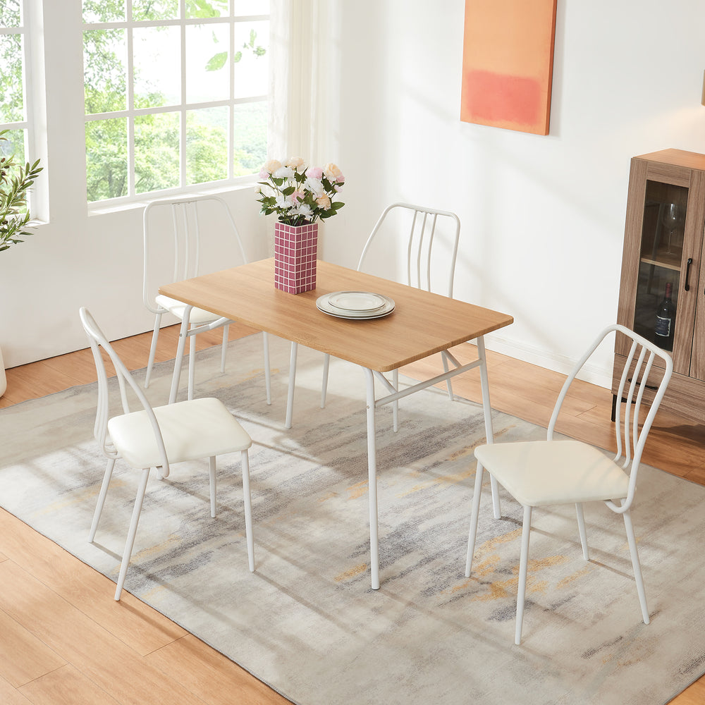 Set da Pranzo Omso Tavolo 110x70 cm e 4 Sedie Imbottite [en.casa]