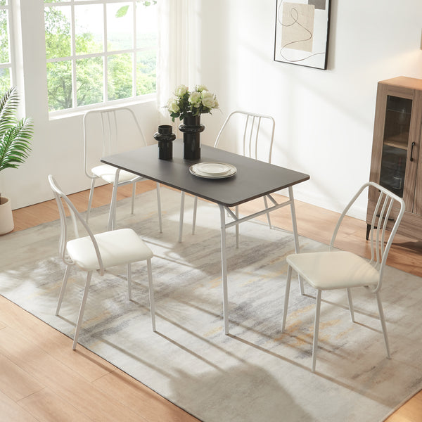 Set da Pranzo Omso Tavolo 110x70 cm e 4 Sedie Imbottite [en.casa]