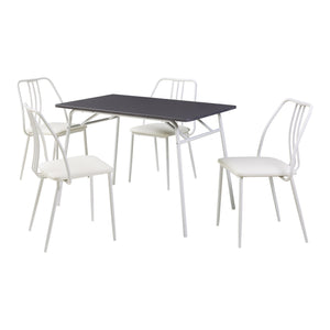 Set da Pranzo Omso Tavolo 110x70 cm e 4 Sedie Imbottite [en.casa]