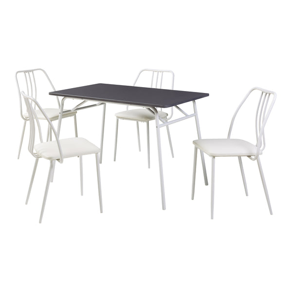 Set da Pranzo Omso Tavolo 110x70 cm e 4 Sedie Imbottite [en.casa]