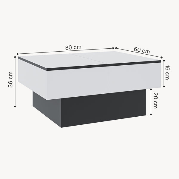 Table basse extensible Lens 80 x 60 x 36 cm [en.casa] 