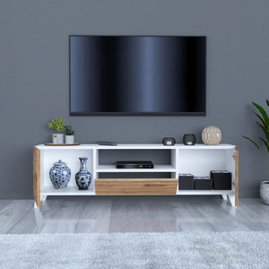 Meuble TV Torsby à portes avec espace de rangement 140 x 30 x 46 cm [en.casa]