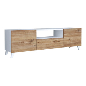 Meuble TV Torsby à portes avec espace de rangement 140 x 30 x 46 cm [en.casa]
