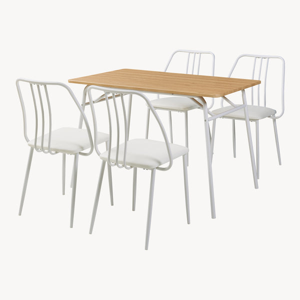 Set da Pranzo Omso Tavolo 110x70 cm e 4 Sedie Imbottite [en.casa]