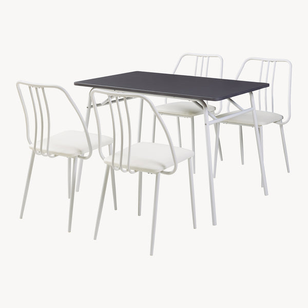 Set da Pranzo Omso Tavolo 110x70 cm e 4 Sedie Imbottite [en.casa]
