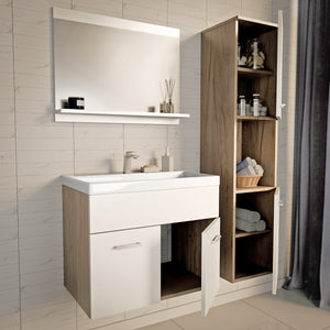 Set da Bagno Krildihana Mobile Sottolavabo con Lavabo Armadio a Colonna e Specchio - Vari Colori [en.casa]