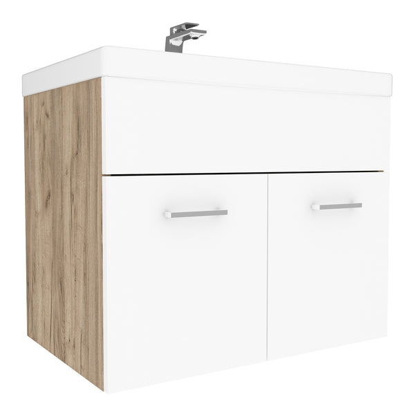 Set da Bagno Krildihana Mobile Sottolavabo con Lavabo Armadio a Colonna e Specchio - Vari Colori [en.casa]