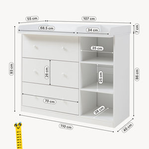 Wickelkommode Beldinupp mit Wickelaufsatz [en.casa]