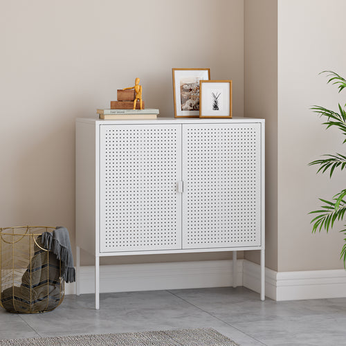 Sideboard Castelli 82,5 x 80 x 40 cm Weiß Stahl [en.casa] - premiumXL