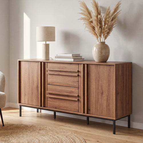 Buffet Kilmandar 150x40x79 cm aspect noyer [en.casa]